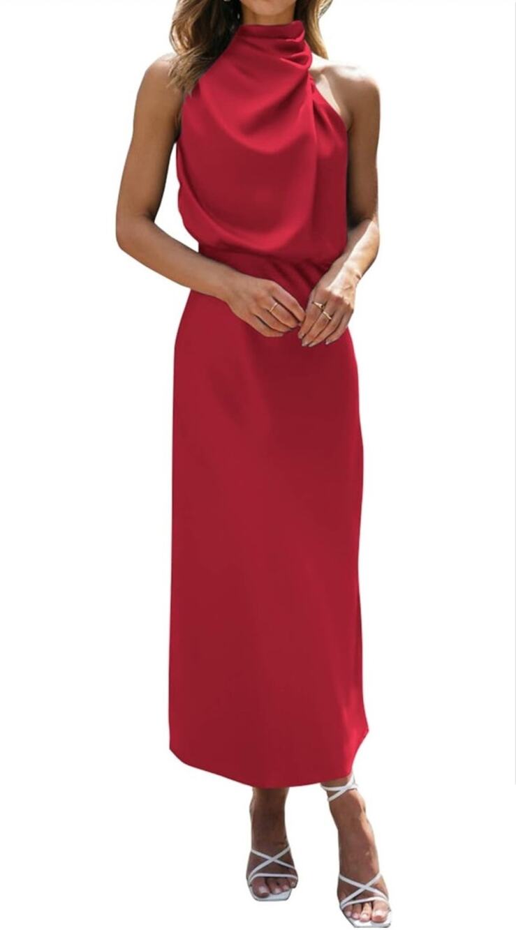 BTFBM Red High‑Neck Sleeveless Midi Dress – Size S (NWT)